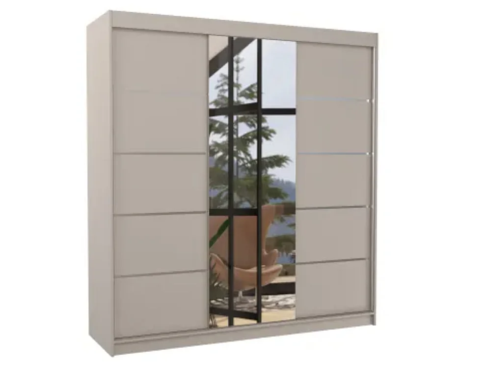 Armoire chambre adulte 2 portes coulissantes BAKER 200cm avec miroir-Taupe