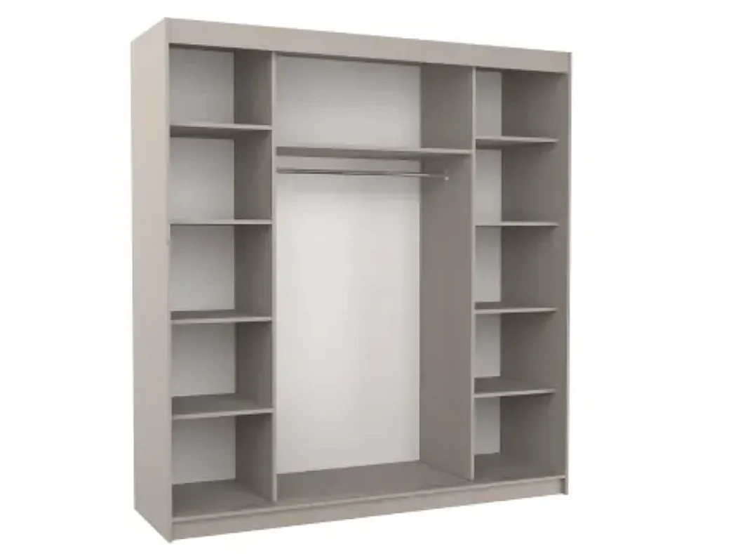 Armoire chambre adulte 2 portes coulissantes BAKER 200cm avec miroir-Taupe