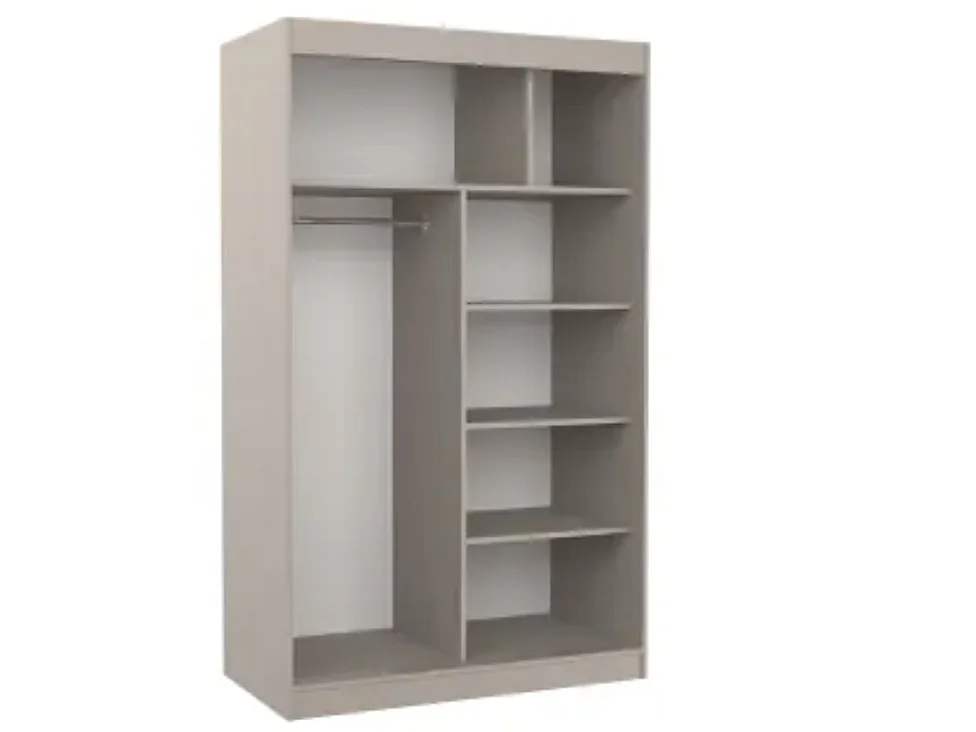 Petite armoire de chambre BAZO 2 portes coulissantes bois et miroir-Taupe-Largeur 120 cm