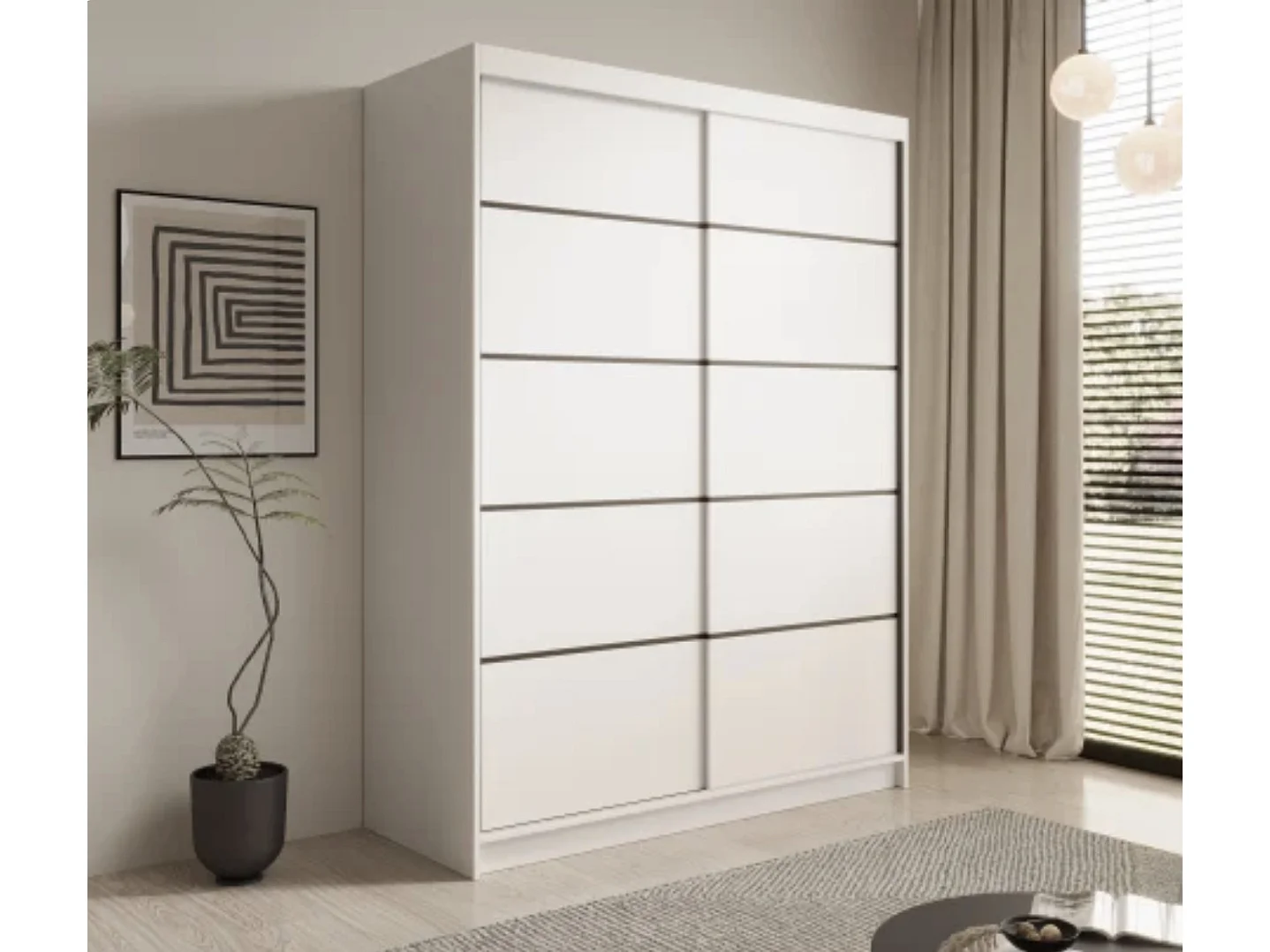 Armoire coulissante 2 portes ANLY 150cm-Blanc