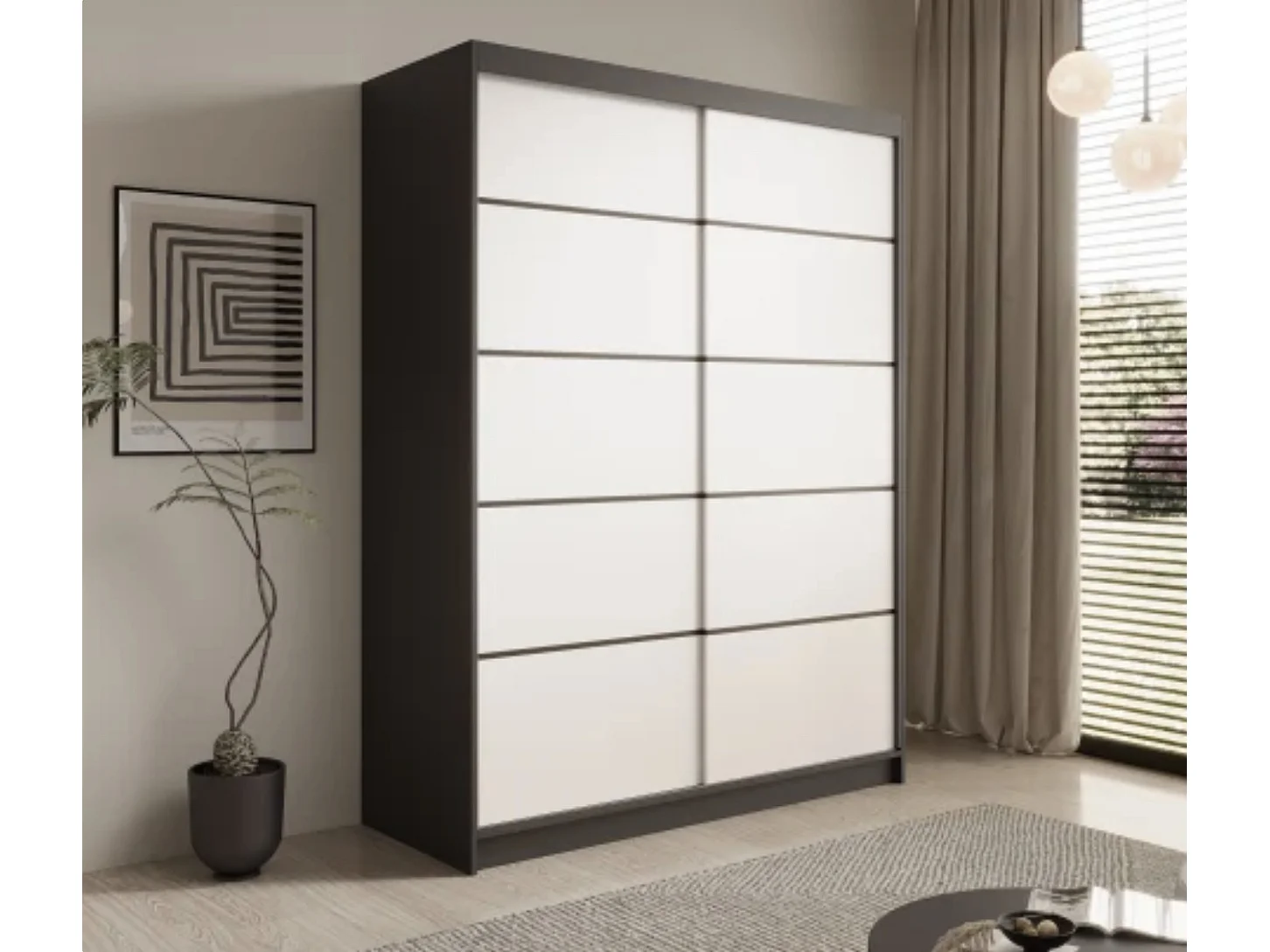 Armoire coulissante 2 portes ANLY 150cm-Blanc