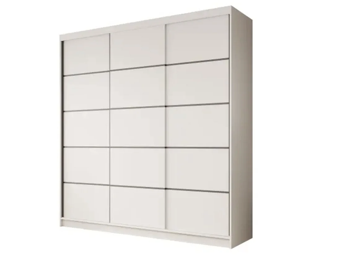 Armoire coulissante 3 portes ANLY 200cm – Dressing grande capacité-Beige