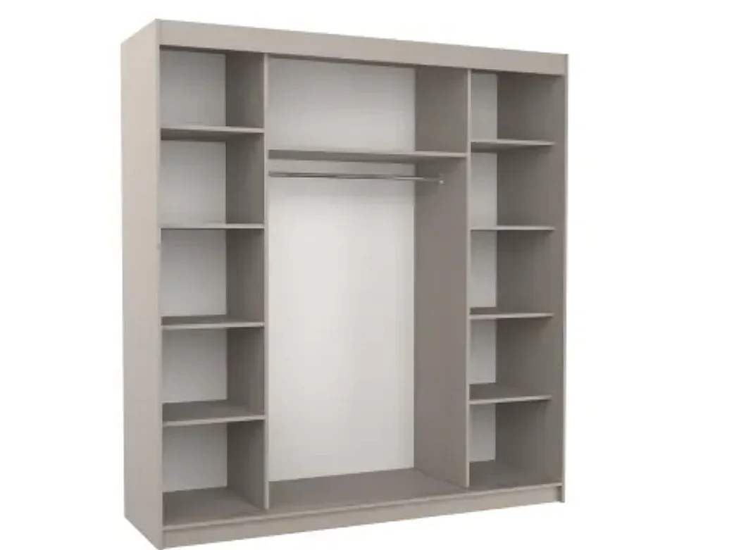 Armario corredero OLIVIA de 200 cm con 2 puertas y espejo.-Topo