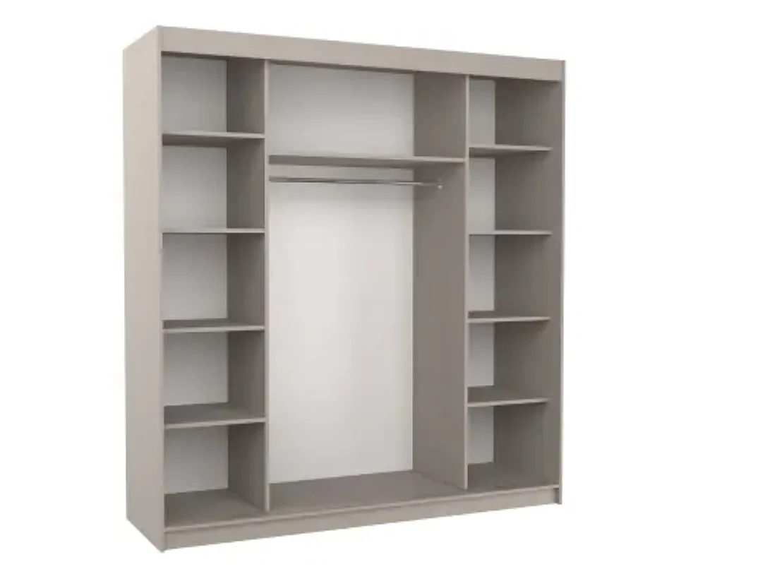 Armoire chambre adulte 2 portes coulissantes bois et miroir ZAFA 200cm-Taupe