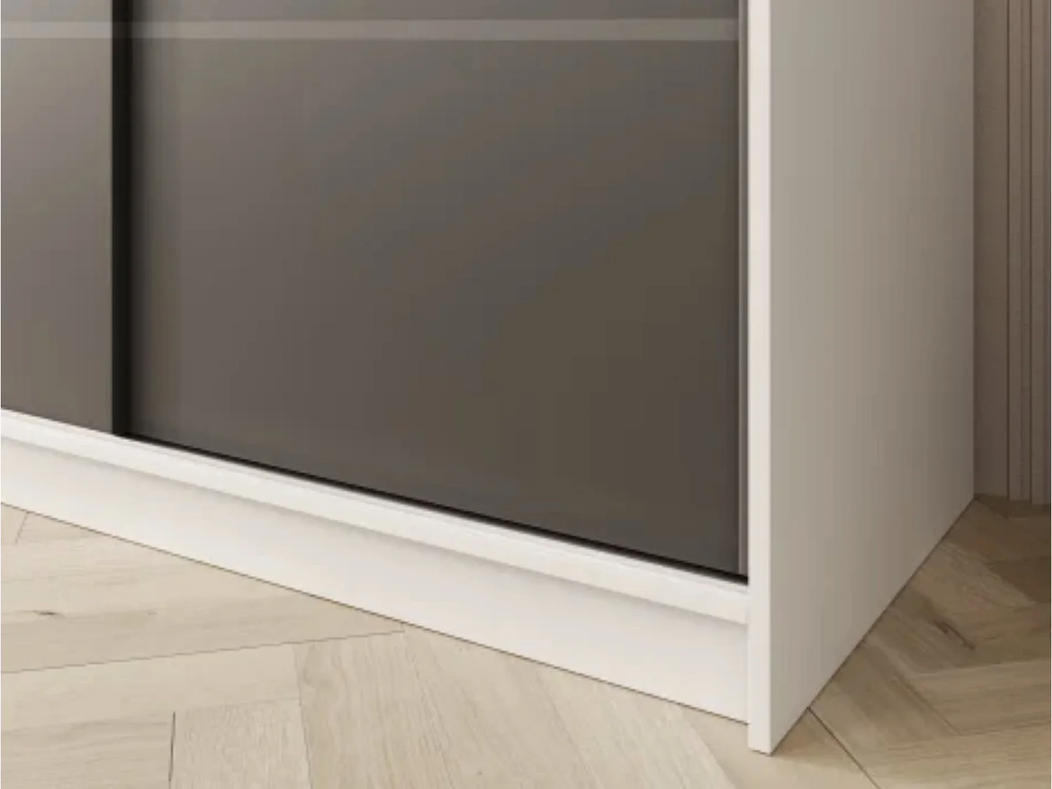 Armoire coulissante 3 portes ANLY 200cm – Dressing grande capacité-Blanc/Noir