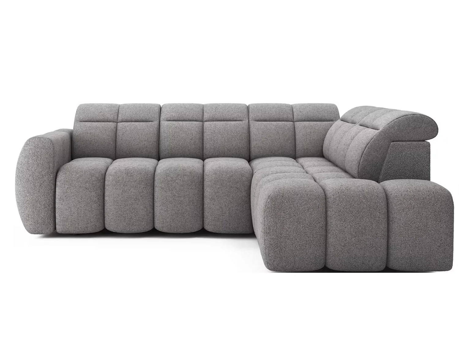 Canapé d’angle convertible 4 places BOBOON en tissu avec coffre de rangement – 258cm-Gris foncé-angle droit