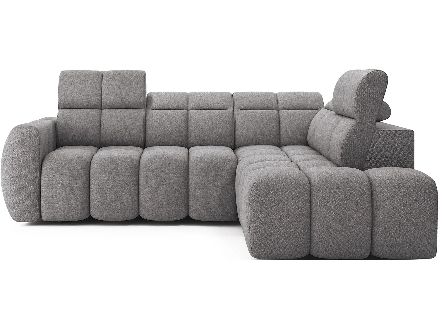 Canapé d’angle convertible 4 places BOBOON en tissu avec coffre de rangement – 258cm-Gris foncé-angle droit