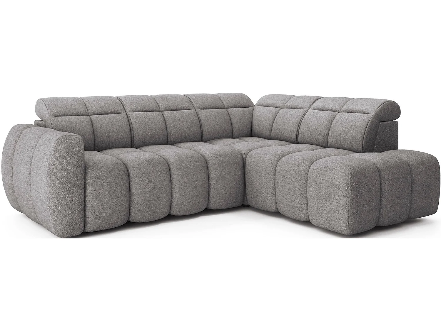 Canapé d’angle convertible 4 places BOBOON en tissu avec coffre de rangement – 258cm-Gris foncé-angle droit