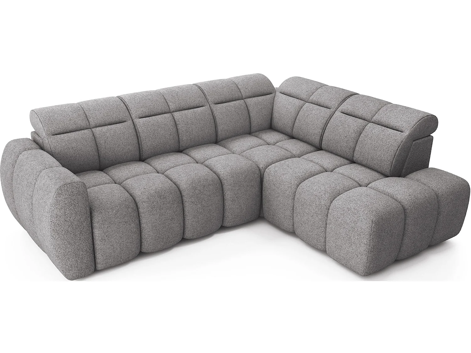 Canapé d’angle convertible 4 places BOBOON en tissu avec coffre de rangement – 258cm-Gris foncé-angle droit