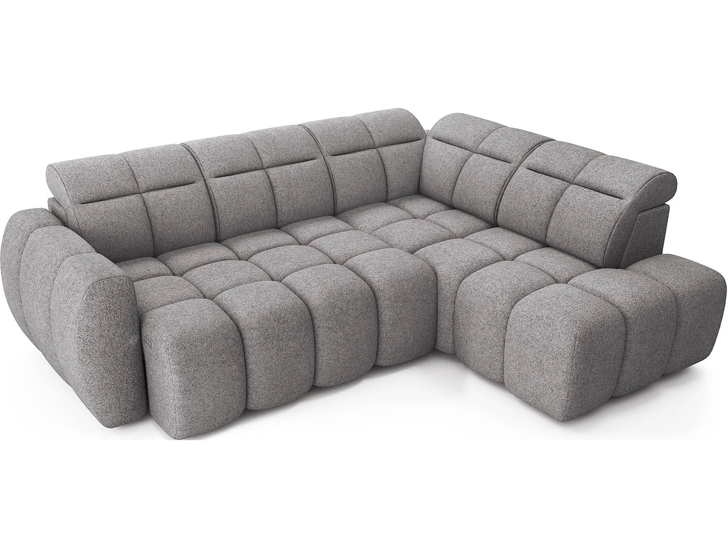 Canapé d’angle convertible 4 places BOBOON en tissu avec coffre de rangement – 258cm-Gris foncé-angle droit
