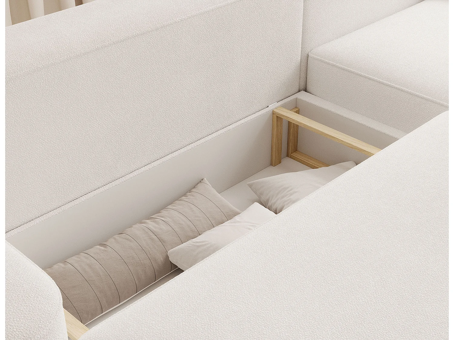 Canapé d’angle convertible tissu ARTUMO – Confort et élégance-Blanc-angle droit