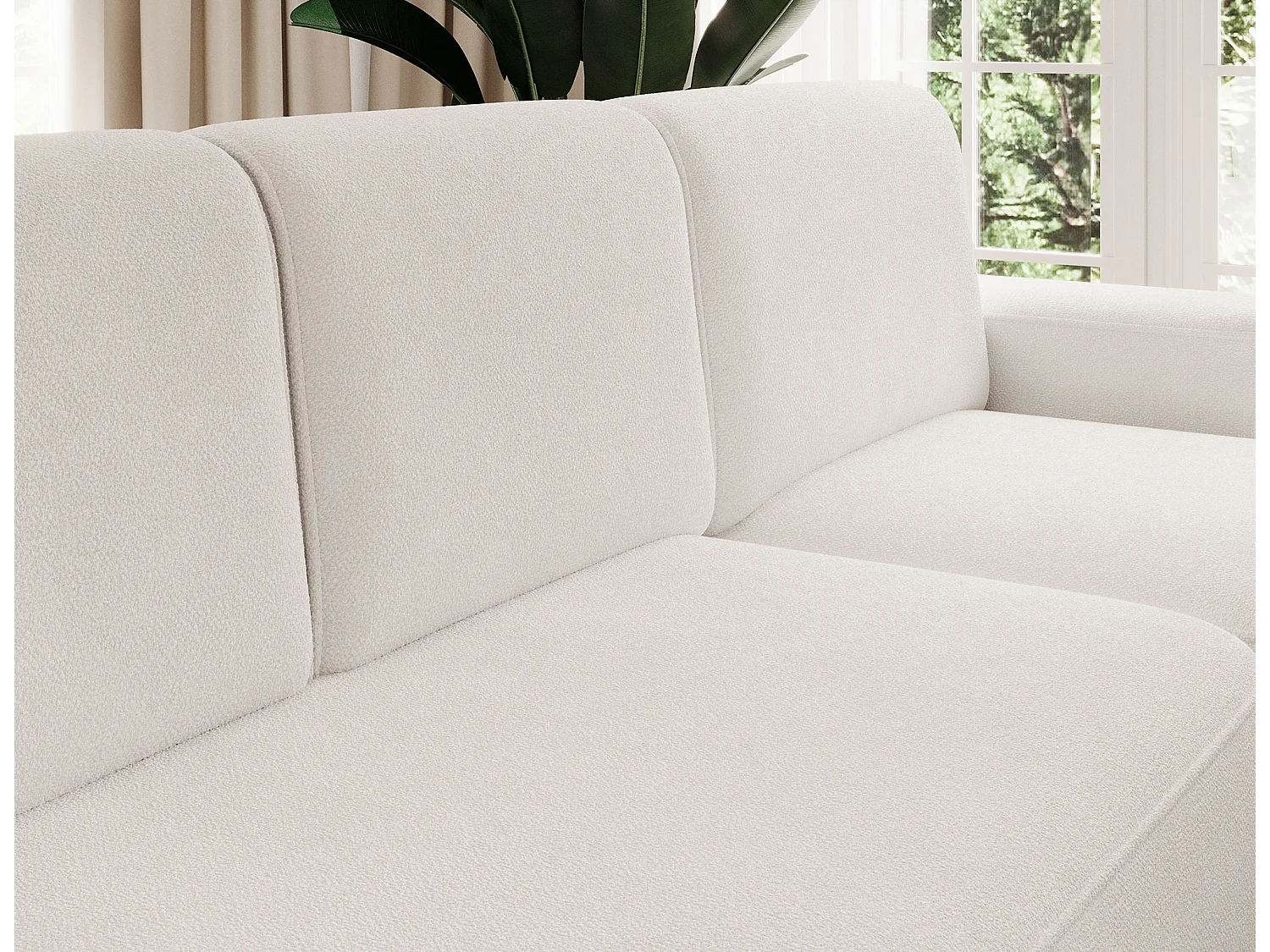 Canapé d’angle convertible tissu ARTUMO – Confort et élégance-Blanc-angle droit