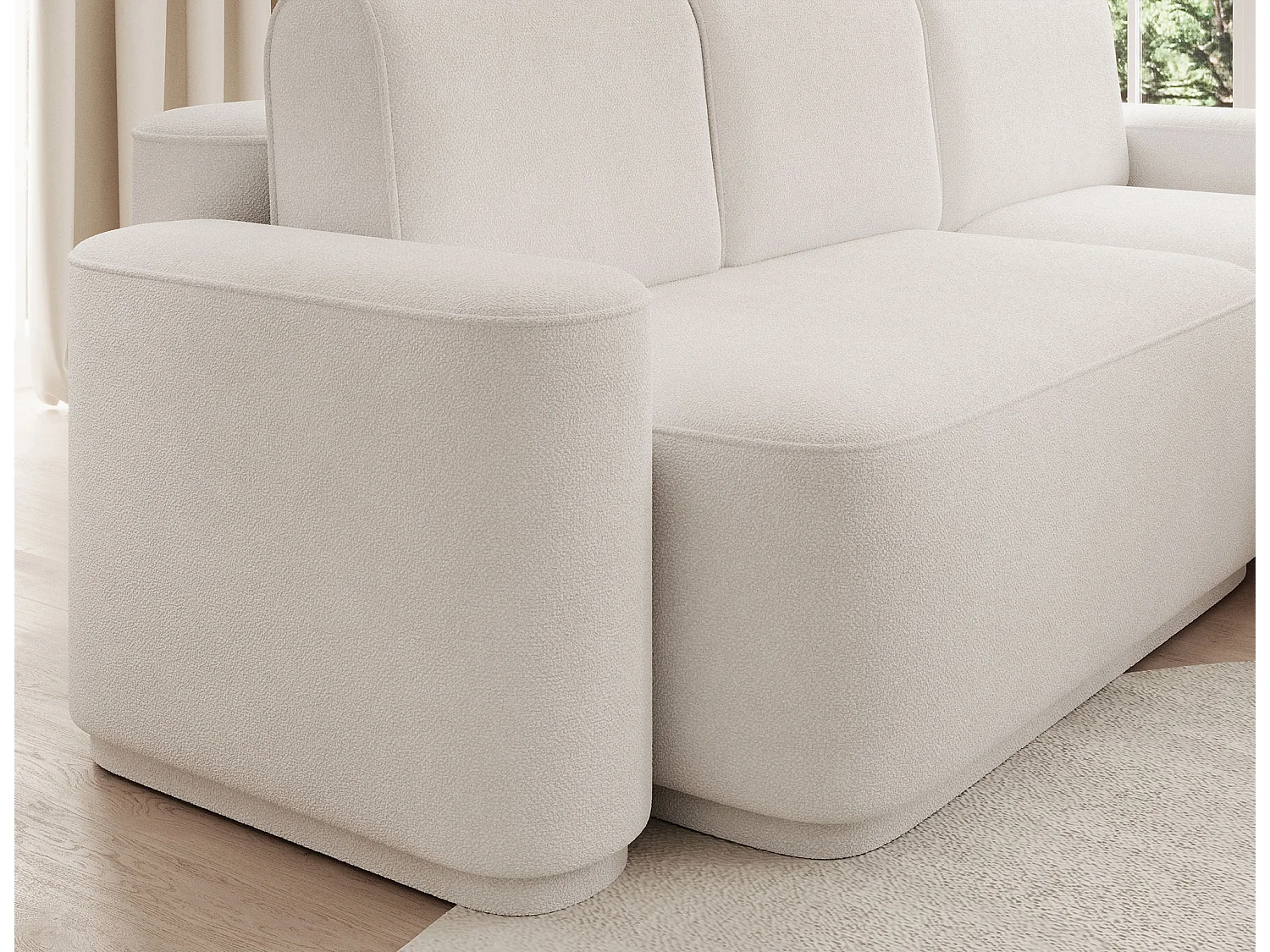 Canapé d’angle convertible tissu ARTUMO – Confort et élégance-Blanc-angle droit