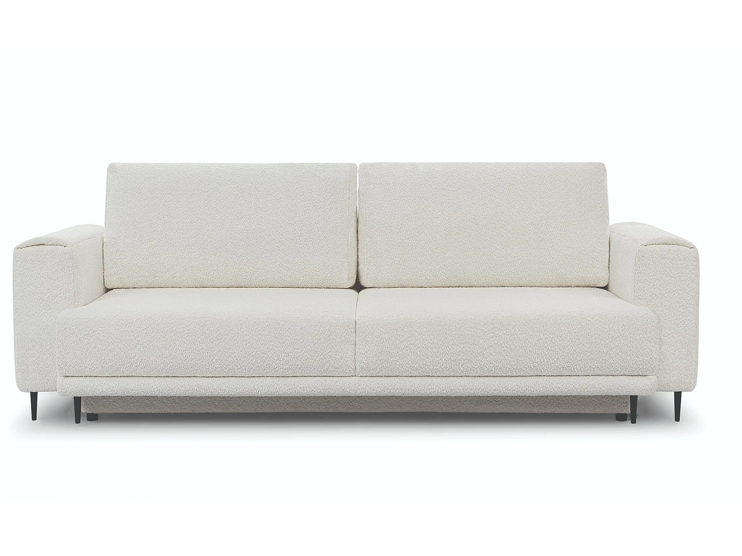 Canapé droit convertible 3 places DAVINA en tissu avec coffre et pieds en métal noir – 248cm-Blanc