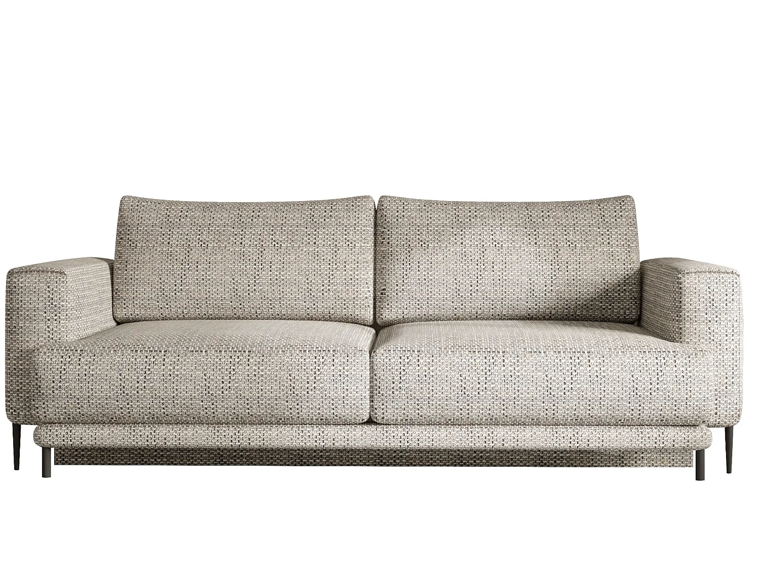 Canapé droit convertible 3 places DAVINA en tissu avec coffre et pieds en métal noir – 248cm-Blanc