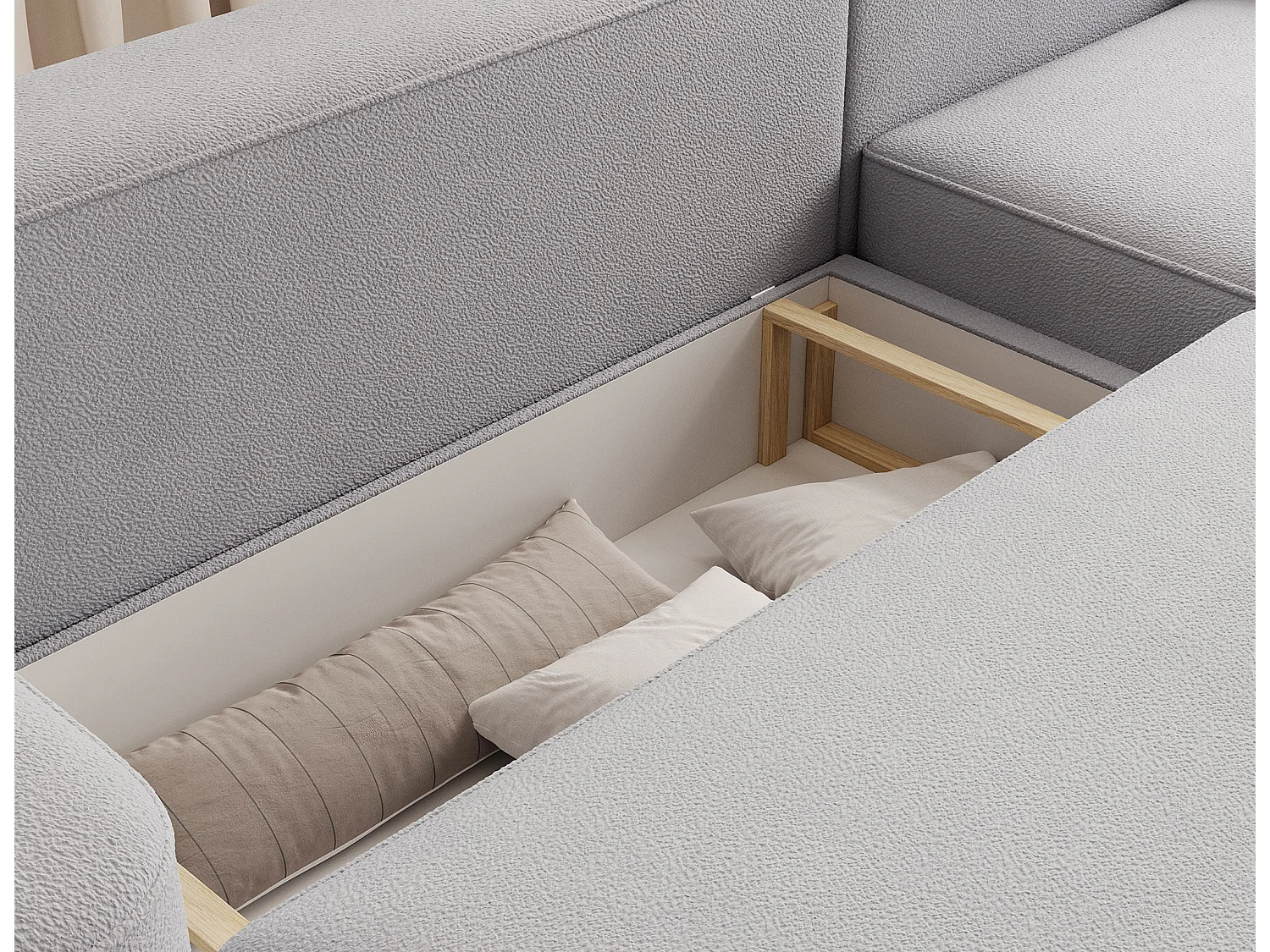 Canapé d’angle convertible tissu ARTUMO – Confort et élégance-Gris clair-angle droit