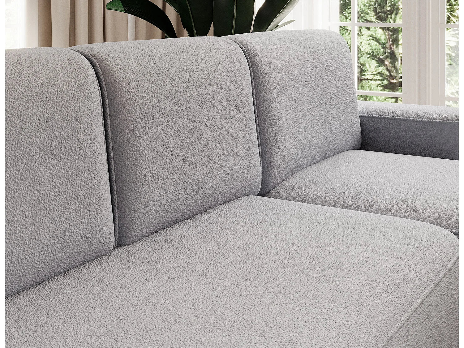 Canapé d’angle convertible tissu ARTUMO – Confort et élégance-Gris clair-angle droit