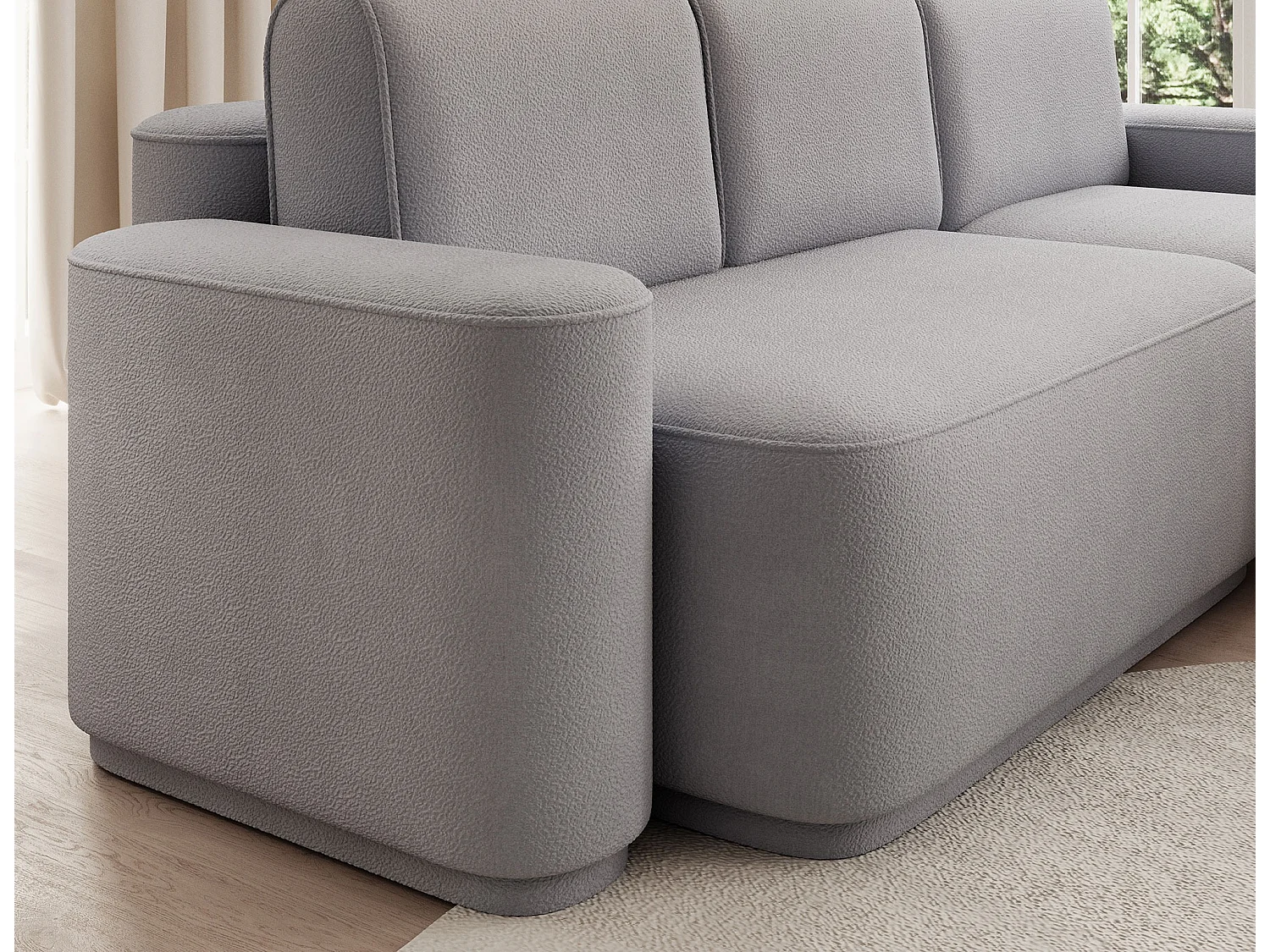 Canapé d’angle convertible tissu ARTUMO – Confort et élégance-Gris clair-angle droit