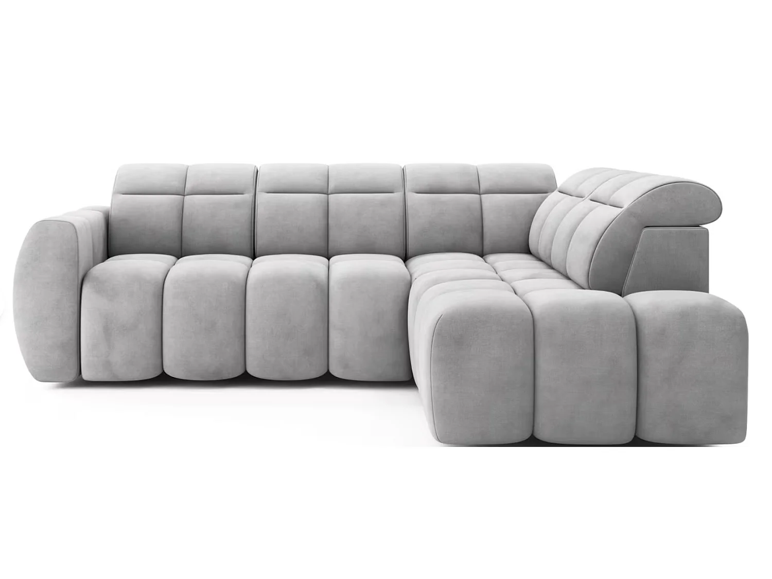 Canapé d’angle convertible 4 places BOBOON en tissu avec coffre de rangement – 258cm-Gris-angle droit