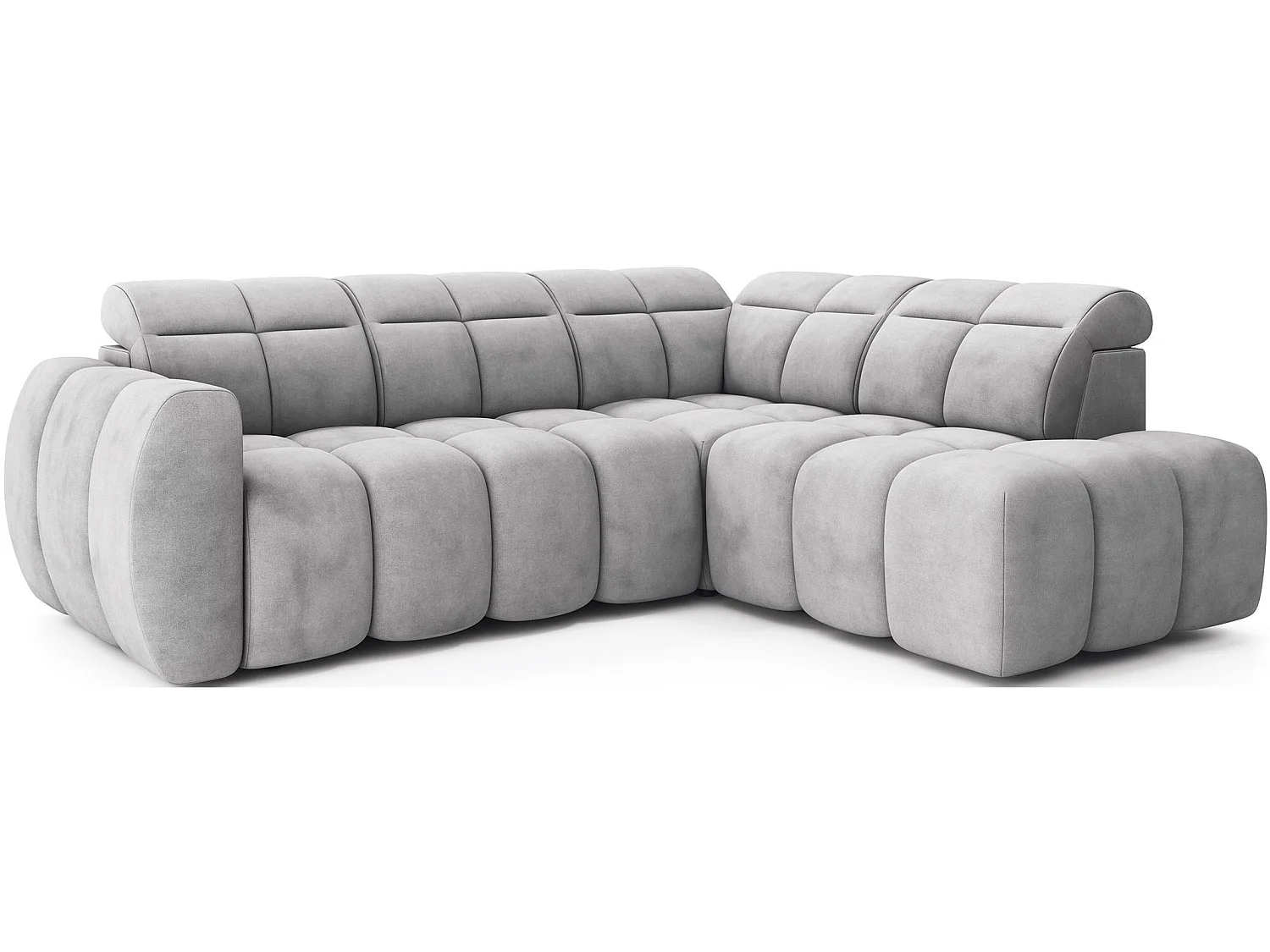Canapé d’angle convertible 4 places BOBOON en tissu avec coffre de rangement – 258cm-Gris-angle droit