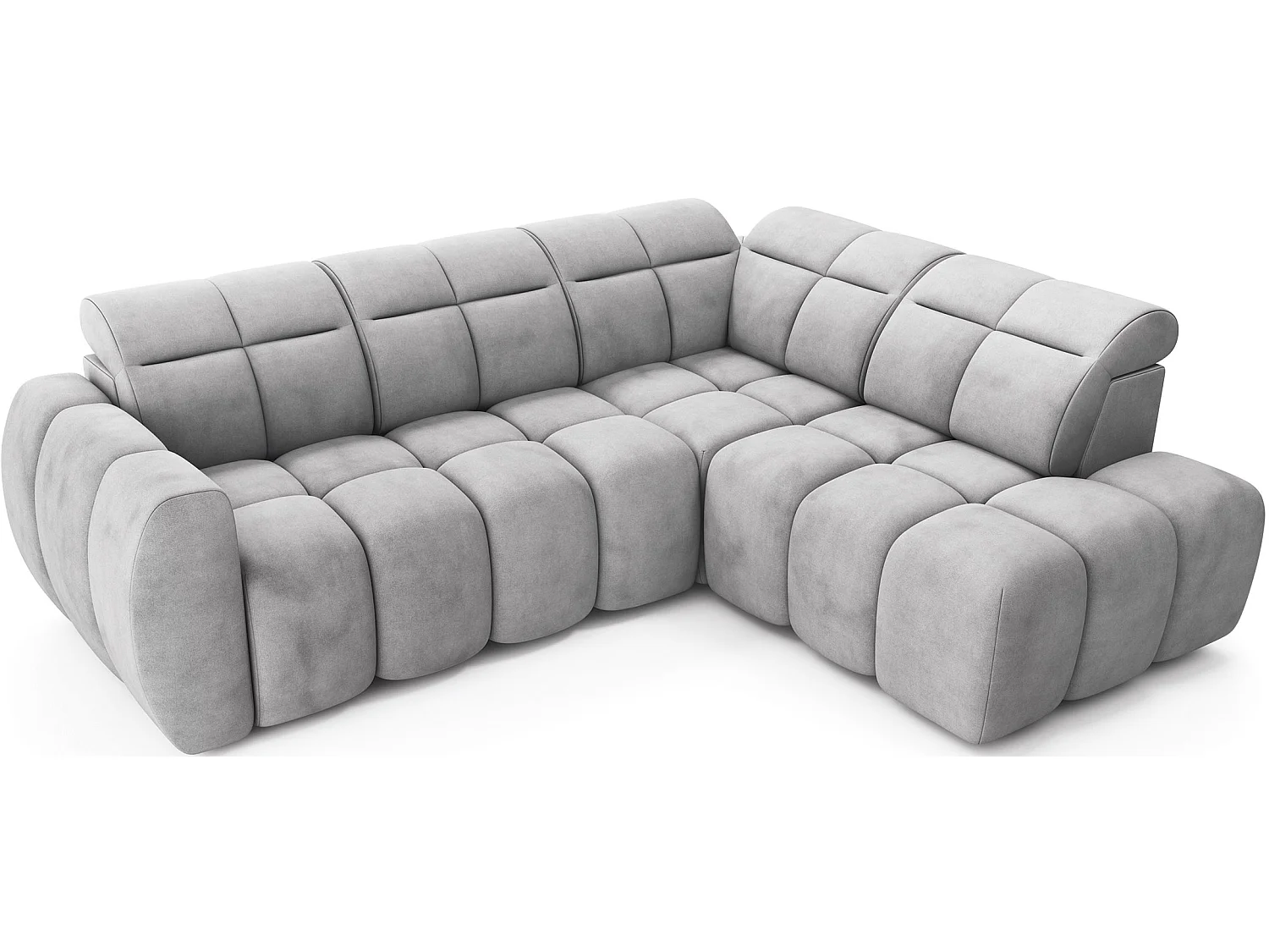 Canapé d’angle convertible 4 places BOBOON en tissu avec coffre de rangement – 258cm-Gris-angle droit