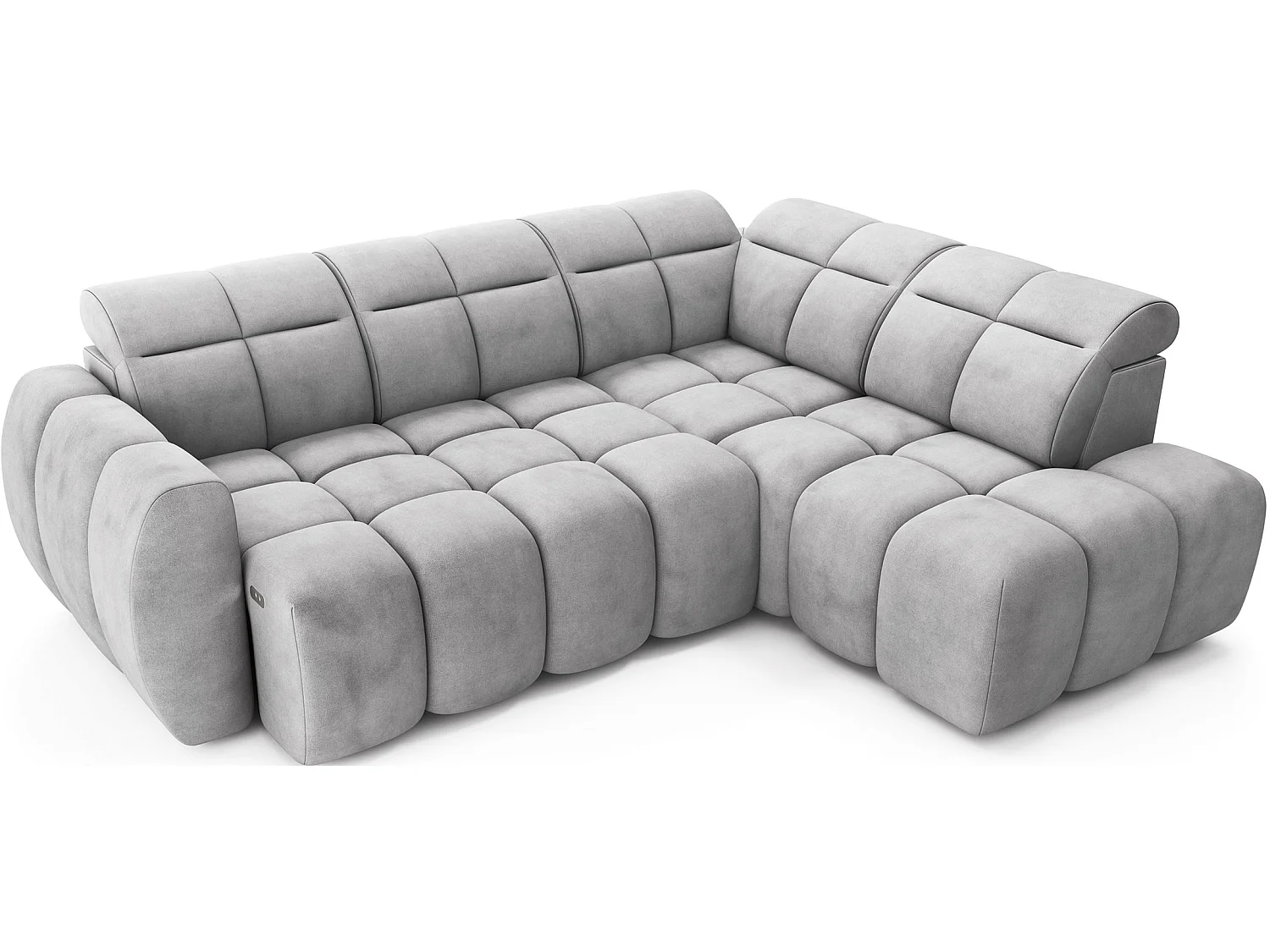Canapé d’angle convertible 4 places BOBOON en tissu avec coffre de rangement – 258cm-Gris-angle droit