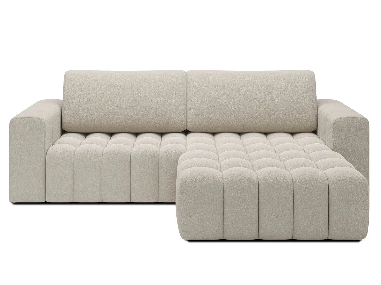 Sofá esquinero Bozen – Elegancia, confort tejido acolchado-Beige claro-Ángulos rectos