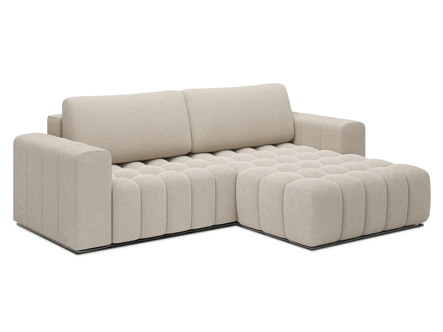 Sofá esquinero Bozen – Elegancia, confort tejido acolchado-Beige claro-Ángulos rectos