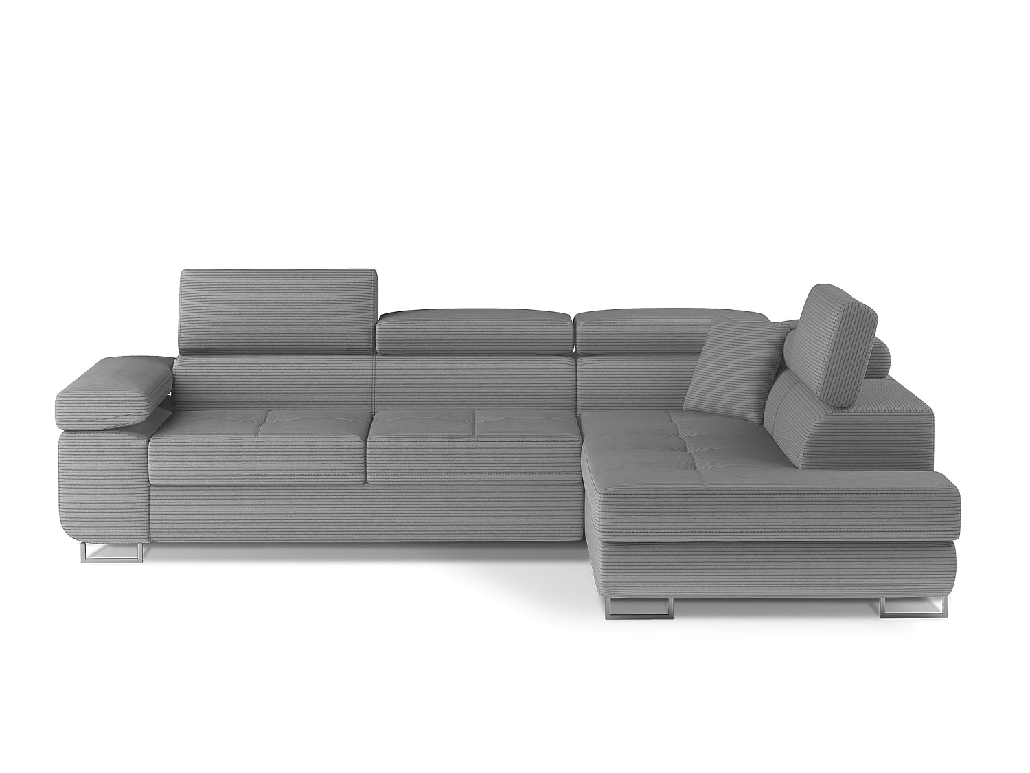 Canapé d’angle convertible MARKA en tissu avec coffre et têtières réglables – 272cm-Gris clair-angle droit
