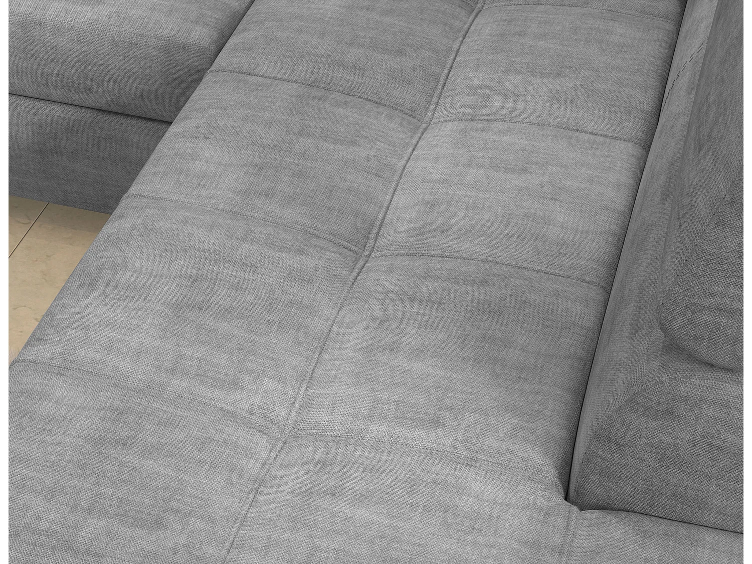 Canapé d’angle convertible MARIDO en tissu avec coffre et têtières réglables – 275cm-Gris souris-angle gauche