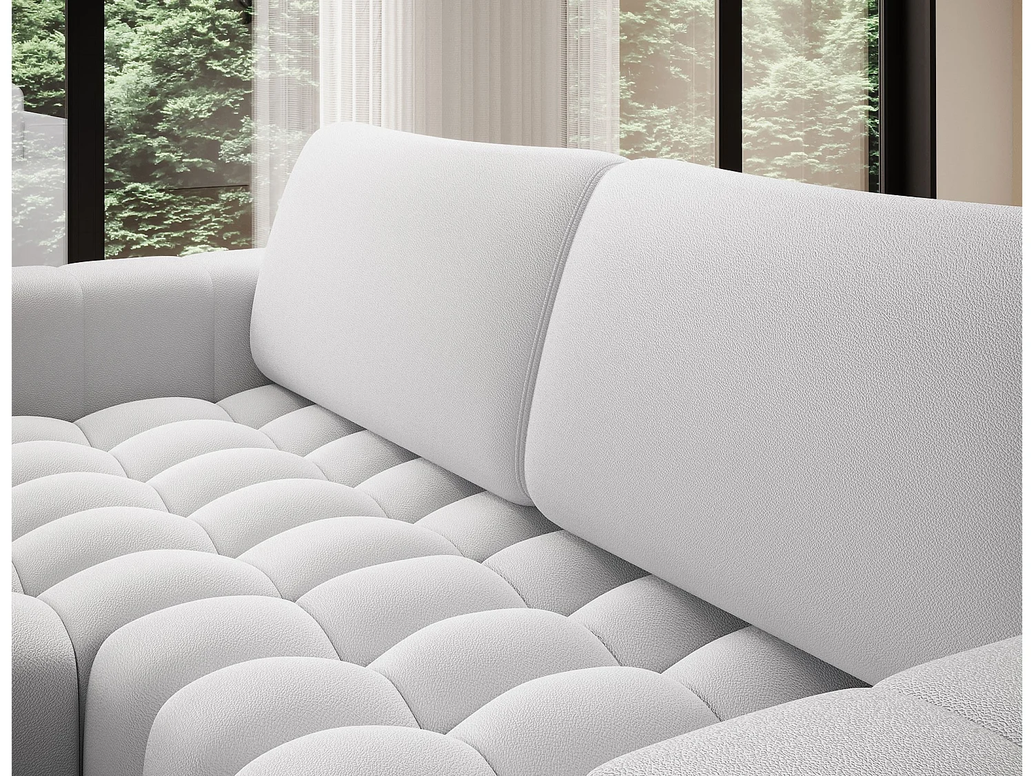 Canapé d’angle convertible BOZEN en velours capitonné avec coffre – 250cm-Gris souris-angle gauche