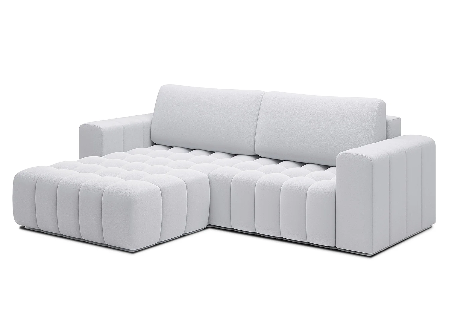 Canapé d’angle convertible BOZEN en velours capitonné avec coffre – 250cm-Gris souris-angle gauche
