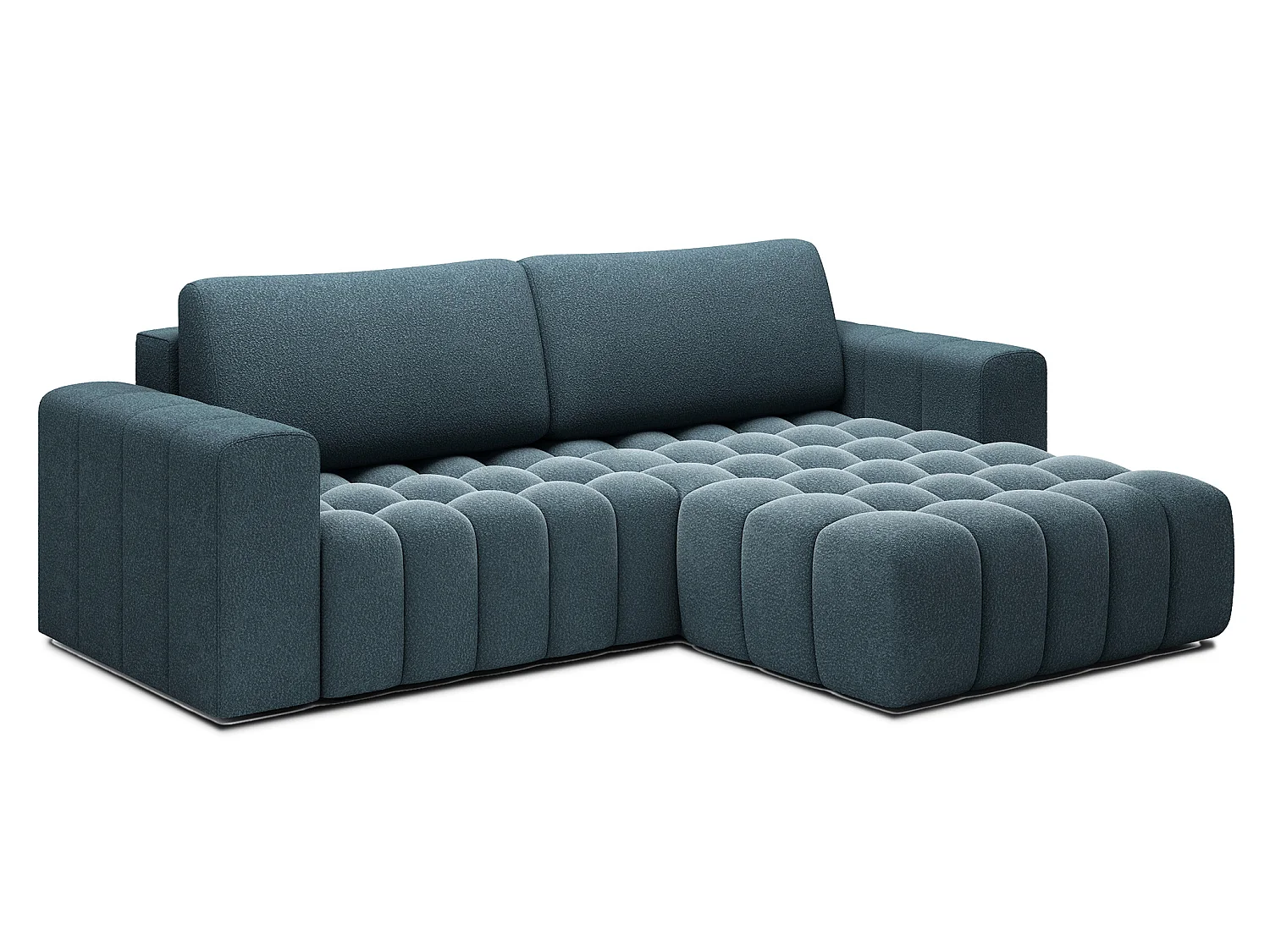Sofá esquinero Bozen – Elegancia, confort tejido acolchado-Azul pato-Ángulos rectos