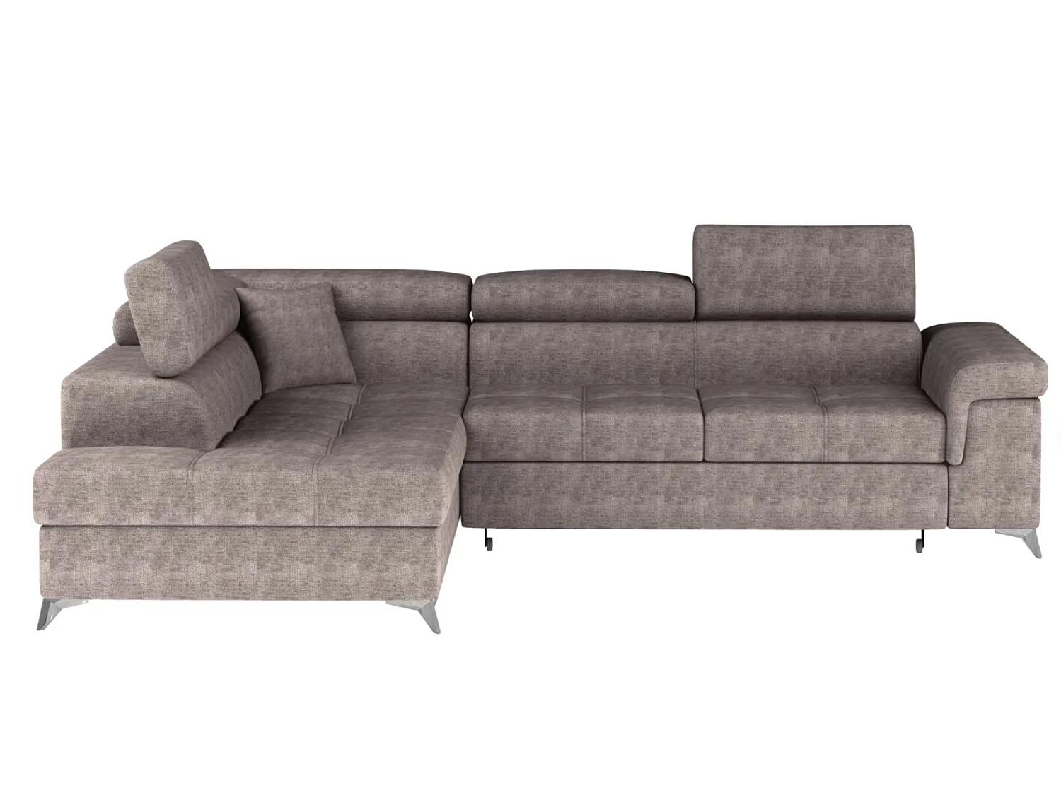 Canapé d’angle convertible MARIDO en tissu avec coffre et têtières réglables – 275cm-Marron clair-angle gauche