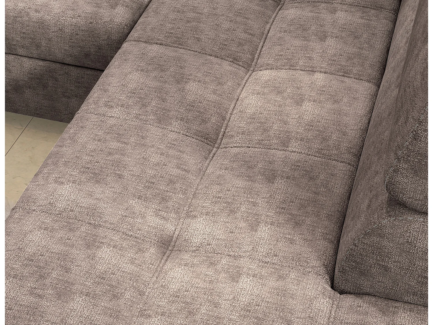 Canapé d’angle convertible MARIDO en tissu avec coffre et têtières réglables – 275cm-Marron clair-angle gauche
