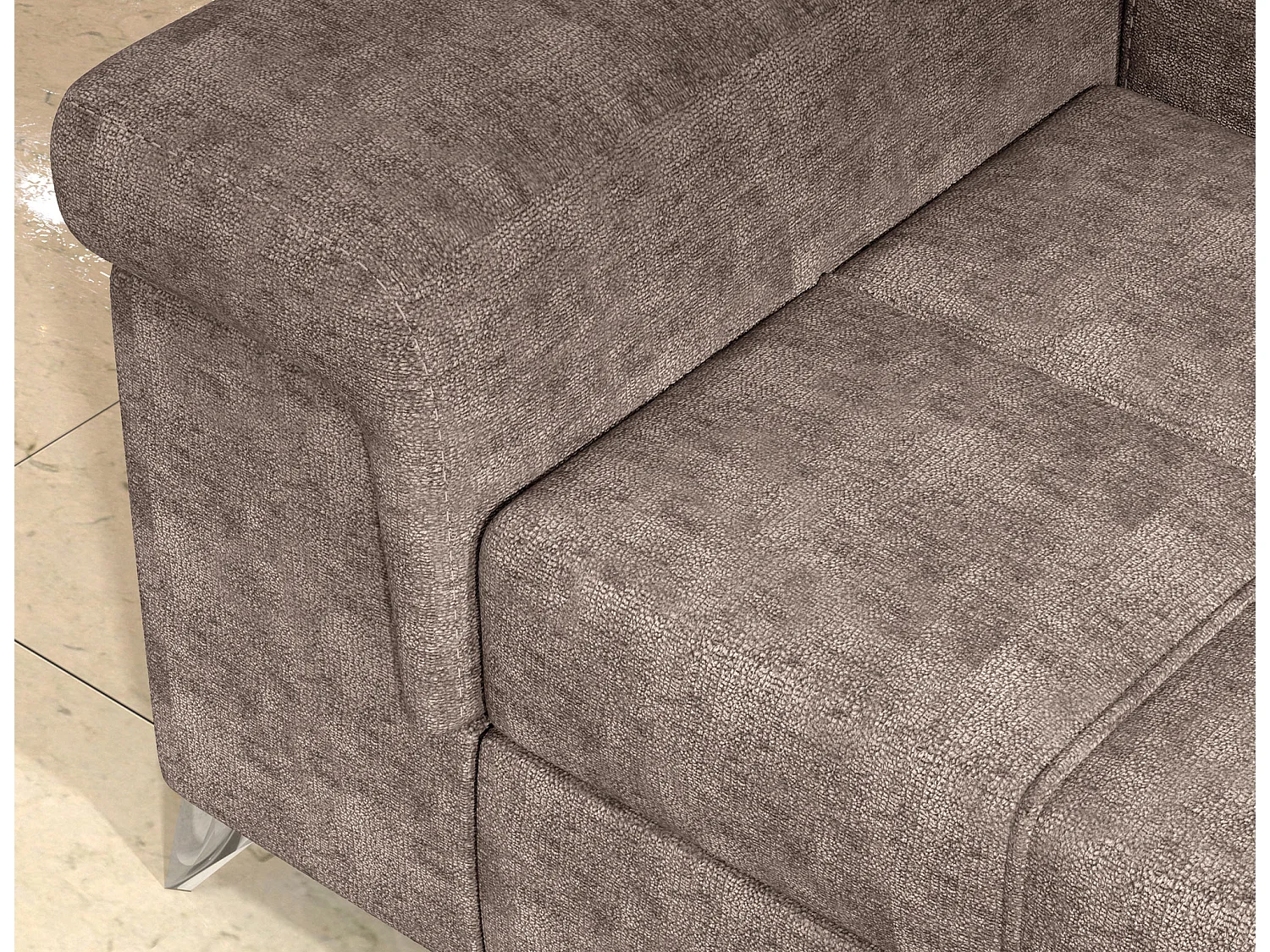 Canapé d’angle convertible MARIDO en tissu avec coffre et têtières réglables – 275cm-Marron clair-angle gauche