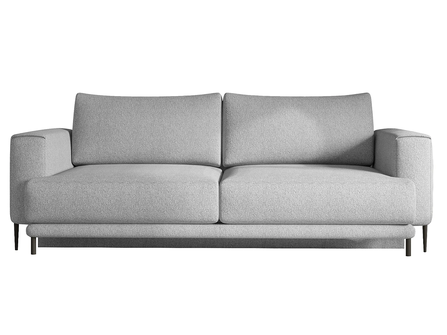 Canapé droit convertible 3 places DAVINA en tissu avec coffre et pieds en métal noir – 248cm-Gris clair