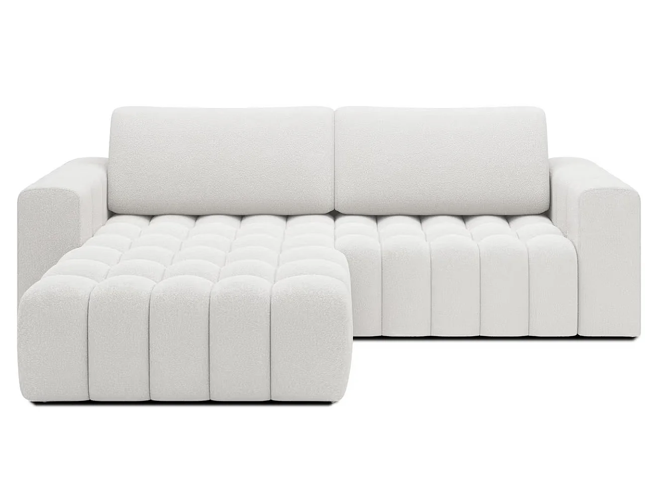 Sofá esquinero Bozen – Elegancia, confort tejido acolchado-Blanco-Ángulo izquierdo