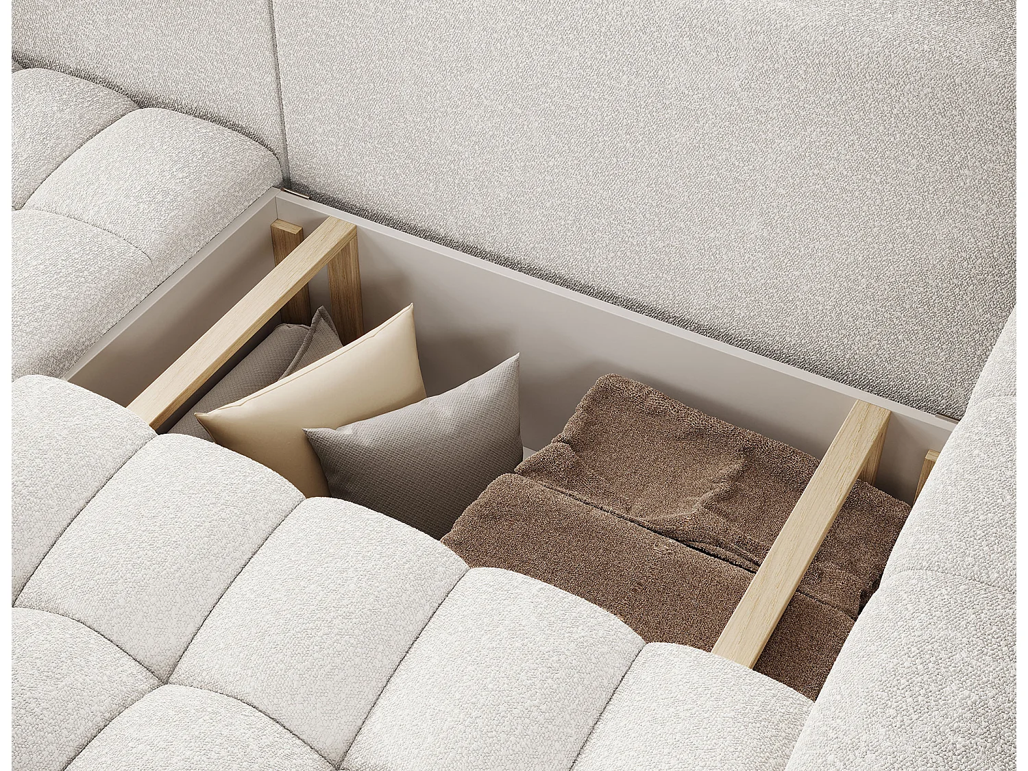 Sofá esquinero Bozen – Elegancia, confort tejido acolchado-Blanco-Ángulo izquierdo