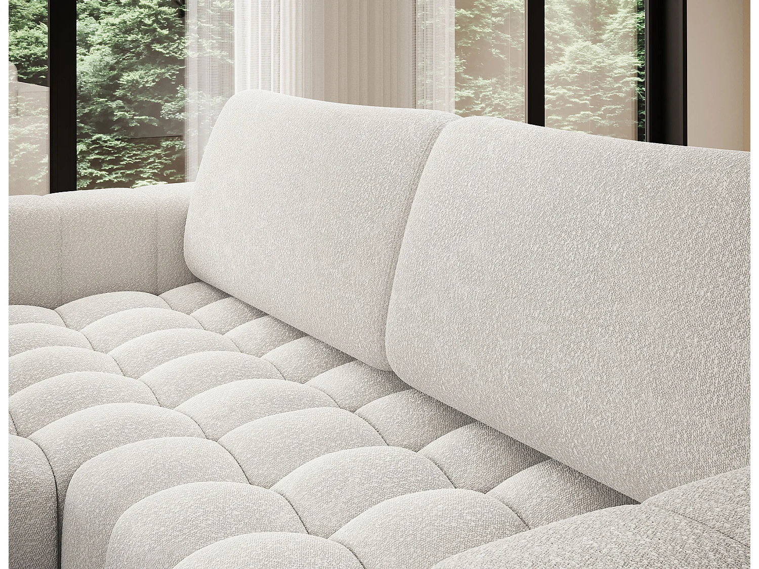 Sofá esquinero Bozen – Elegancia, confort tejido acolchado-Blanco-Ángulo izquierdo