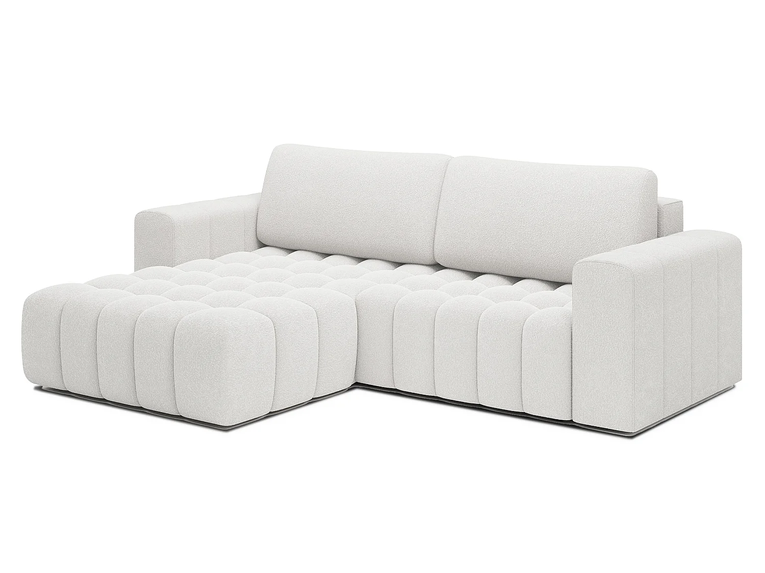 Sofá esquinero Bozen – Elegancia, confort tejido acolchado-Blanco-Ángulo izquierdo