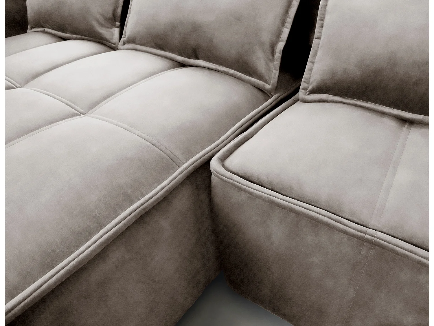 Canapé d’angle convertible 4 places KAMPUS en tissu effet cuir avec coffre de rangement – 265cm-Beige clair-angle gauche