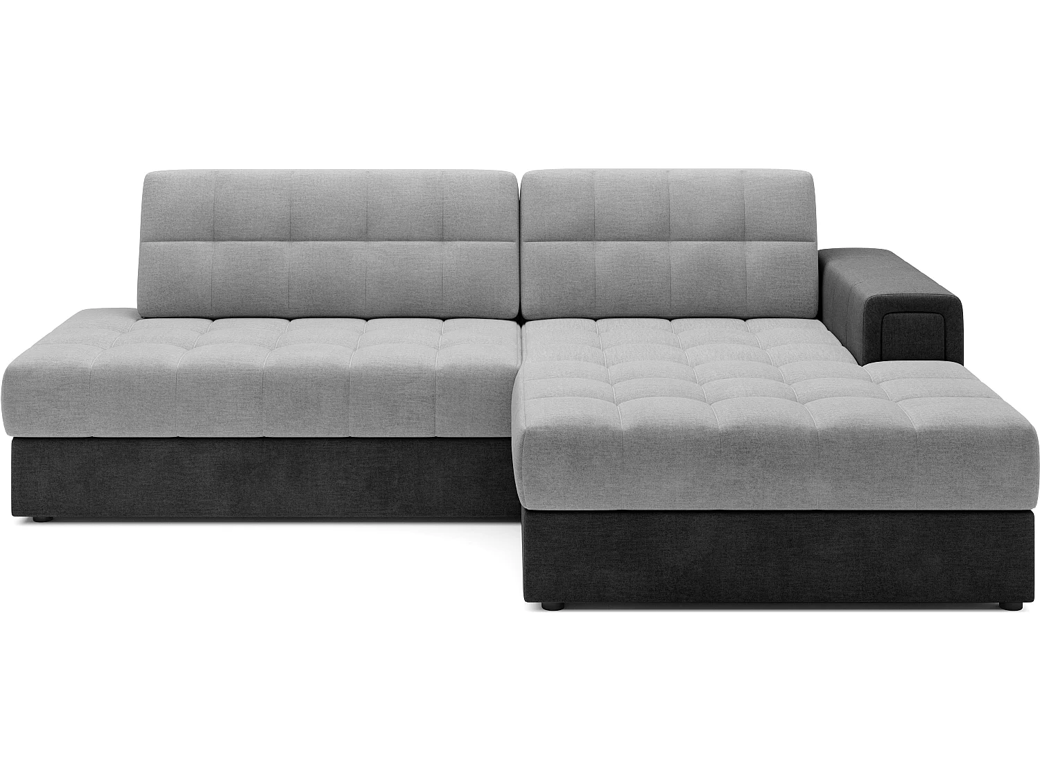 Canapé d’angle convertible KELLY en velours avec coffre – 240cm-Gris foncé/Gris-Méridienne A droite