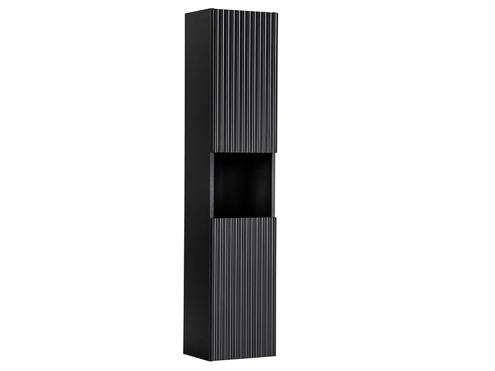 Ensemble salle de bain 170cm double vasque ovale blanche NOVA avec meubles suspendus et colonne-Noir