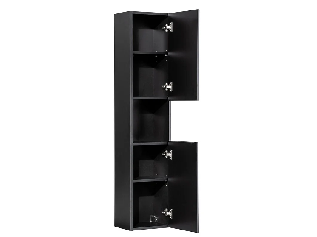 Ensemble salle de bain 170cm double vasque ovale blanche NOVA avec meubles suspendus et colonne-Noir