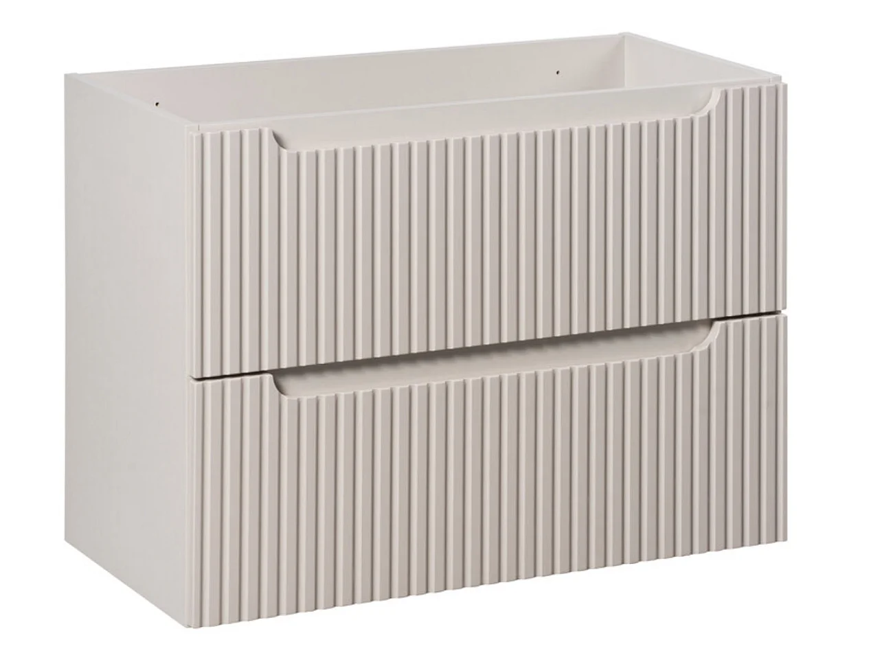 Ensemble meuble salle de bain suspendu 170cm NOVA – Double vasque ovale blanche, colonne, rangements-Taupe/Naturel