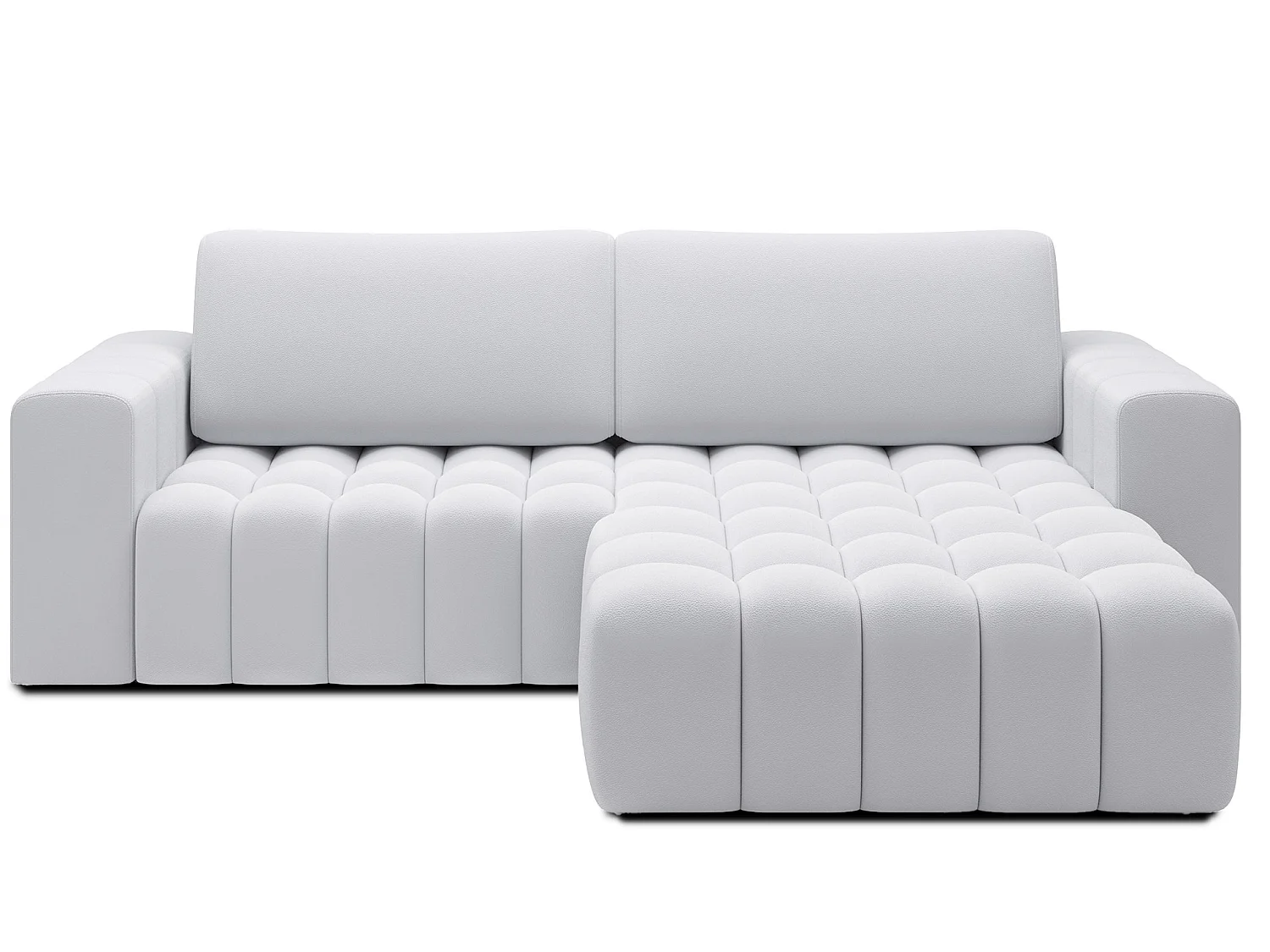 Canapé d’angle convertible BOZEN en velours capitonné avec coffre – 250cm-Gris souris-angle droit