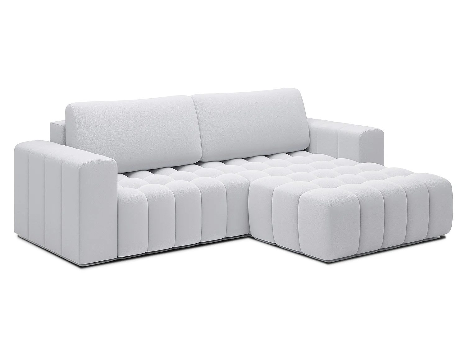 Canapé d’angle convertible BOZEN en velours capitonné avec coffre – 250cm-Gris souris-angle droit