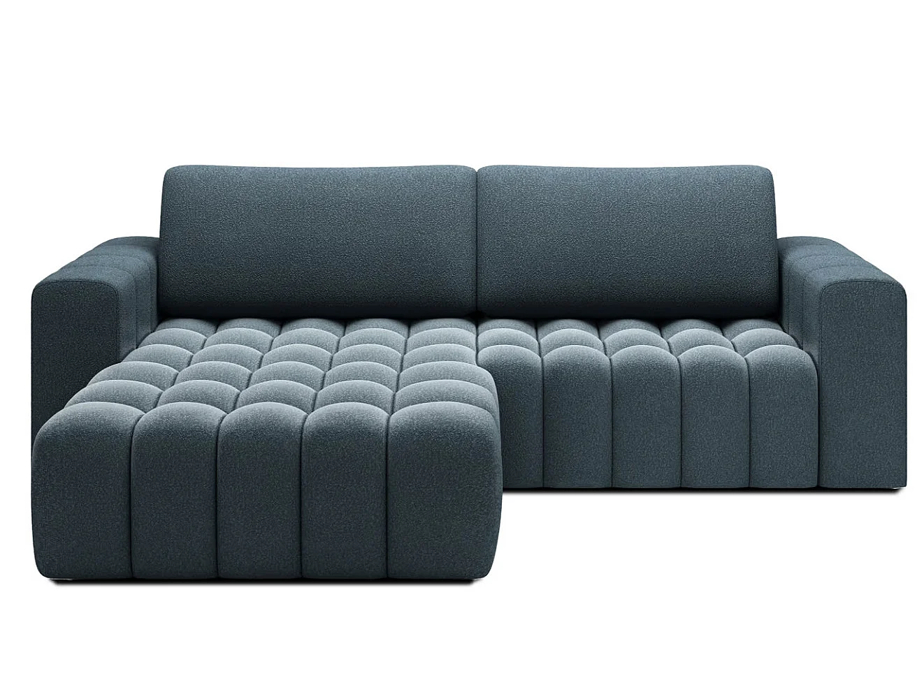 Sofá esquinero Bozen – Elegancia, confort tejido acolchado-Azul pato-Ángulo izquierdo