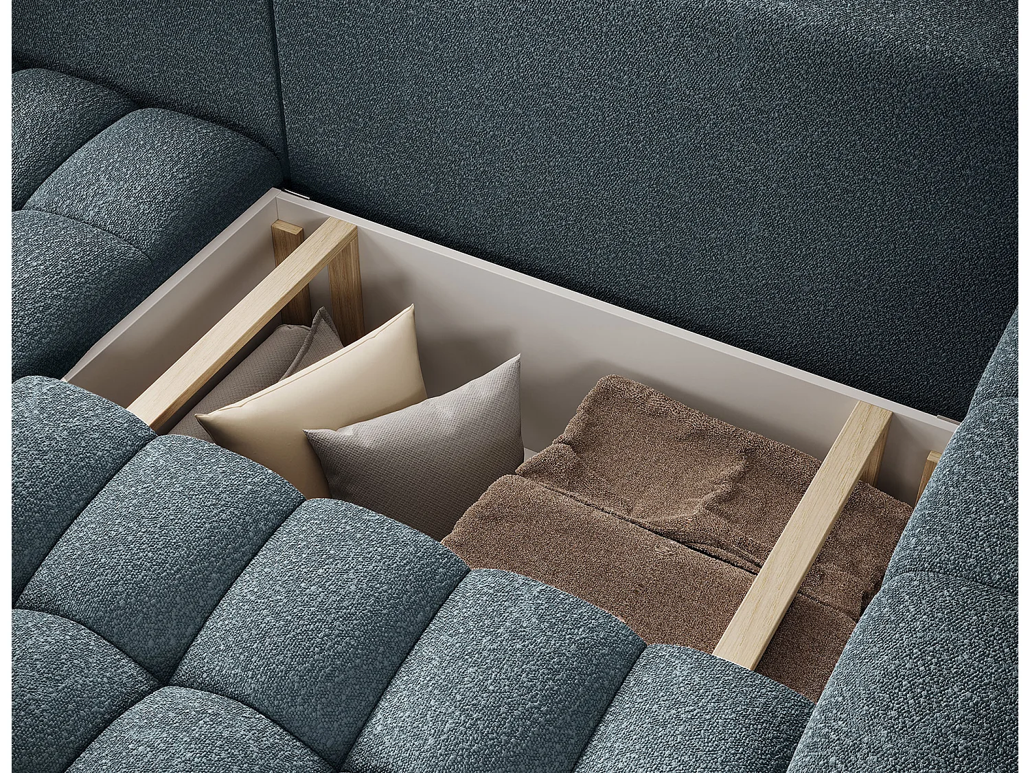 Sofá esquinero Bozen – Elegancia, confort tejido acolchado-Azul pato-Ángulo izquierdo